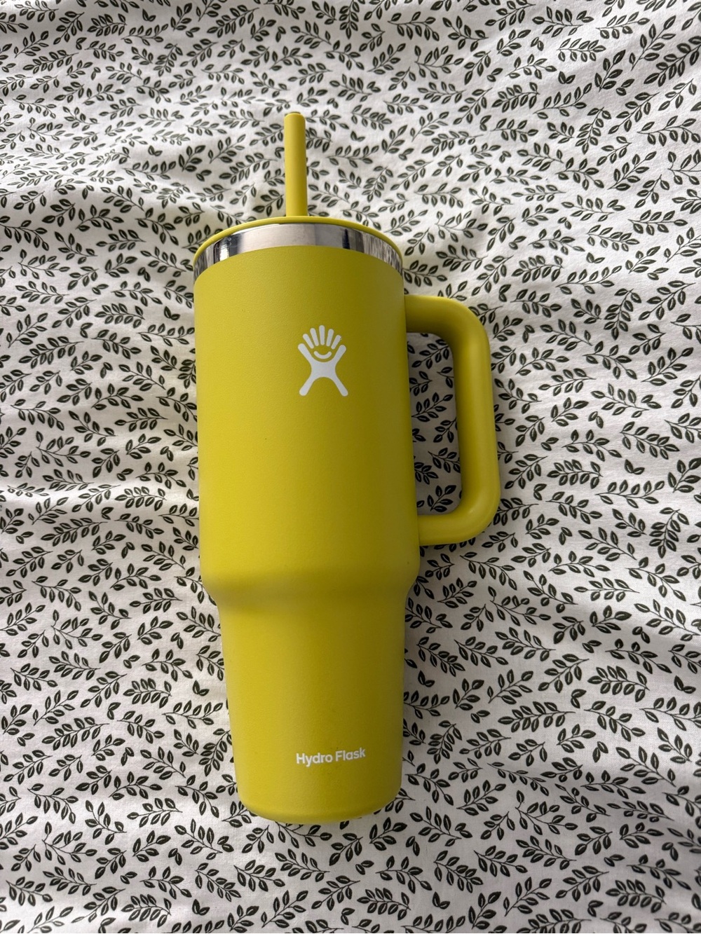 Hydro Flask Lime Yellow Travel Mug with Handle and Straw
